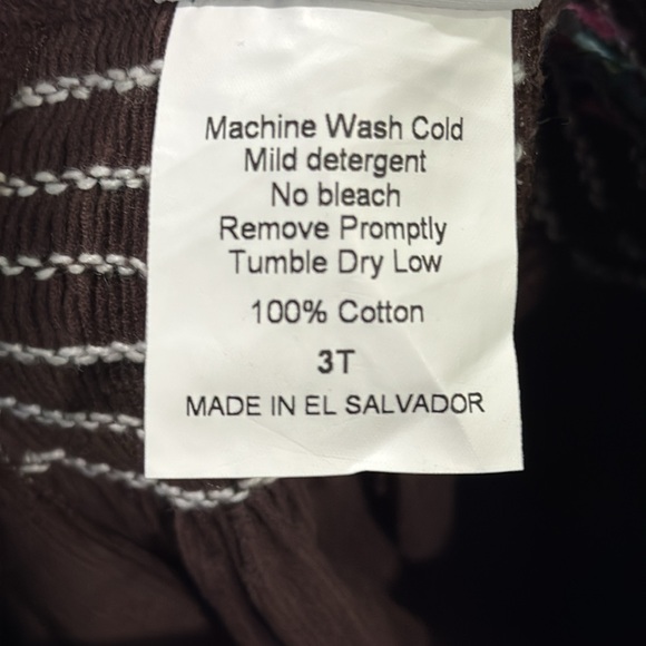 Castles & Crowns Brown Smocked corduroy Sundress‎ with Pink Floral Embroidery - Picture 7 of 7